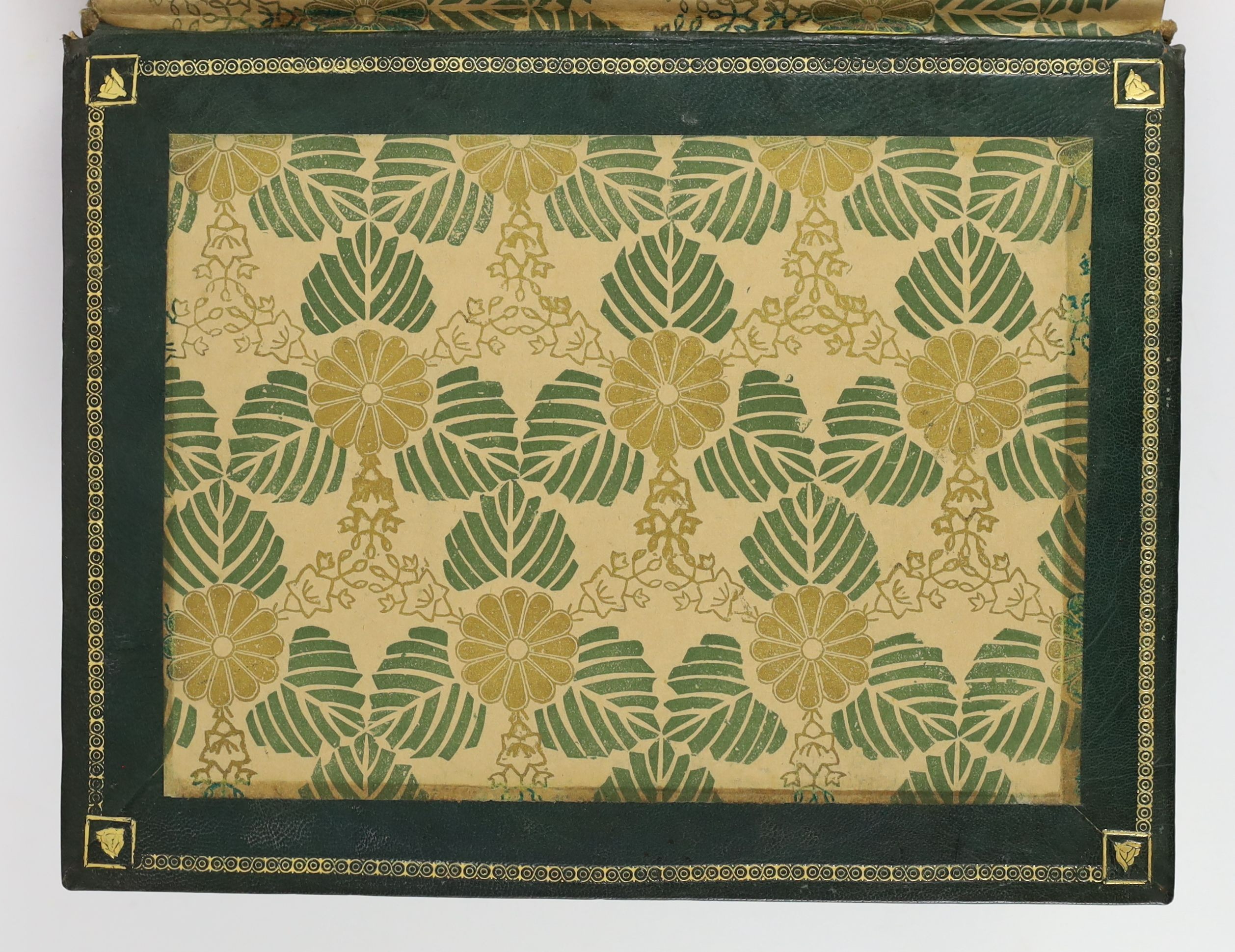 Englefield, Henry Charles, Sir - A Walk Through Southampton, 4to, rebound green morocco gilt, with 5 plates (of 6), 3 hand tinted including additional title page, which has an ink presentation inscription, T. Baker, Sout